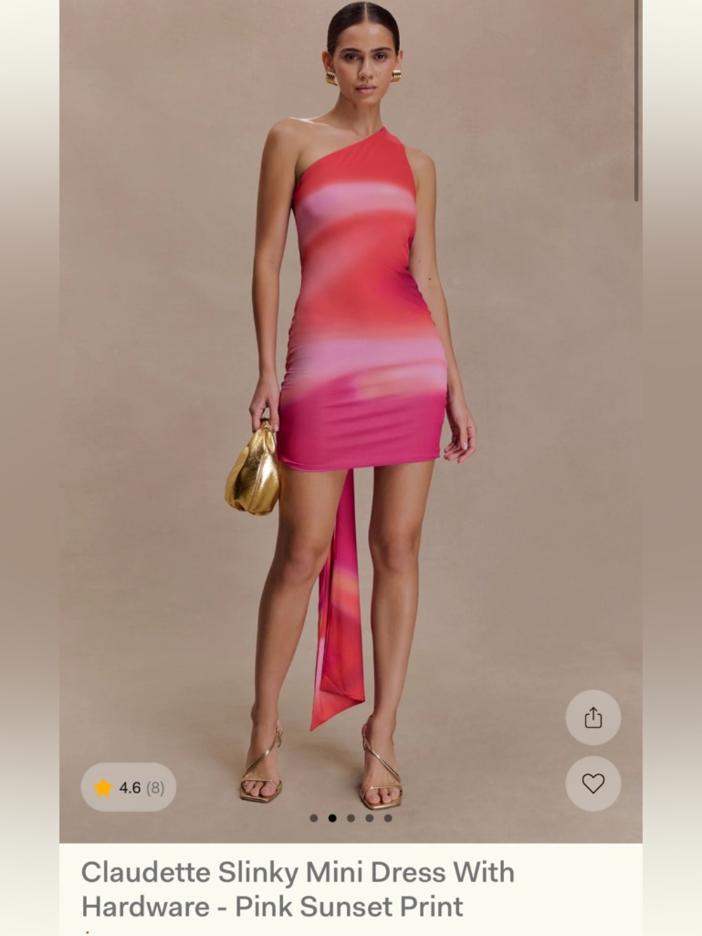 MESHKI NWT Pink Sunset One-Shoulder Slinky Mini Dress size Small